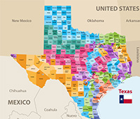 Cloropleth image of Texas