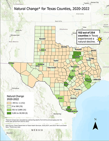 Colored map of Texas.